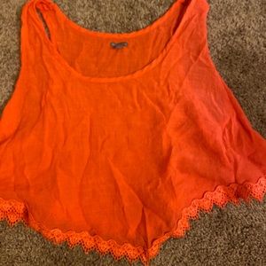 coral lace end top